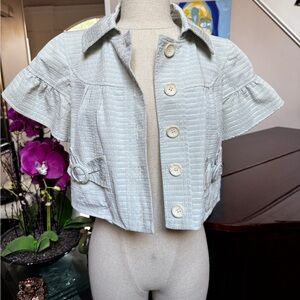 Vintage Nanette Lepore Textured Crooped Light Blue Jacket